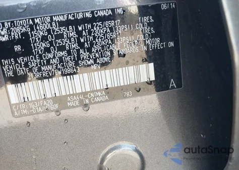 2014 Toyota Rav4 Xle from USA, damaged, VIN 2T3RFREV7EW198643